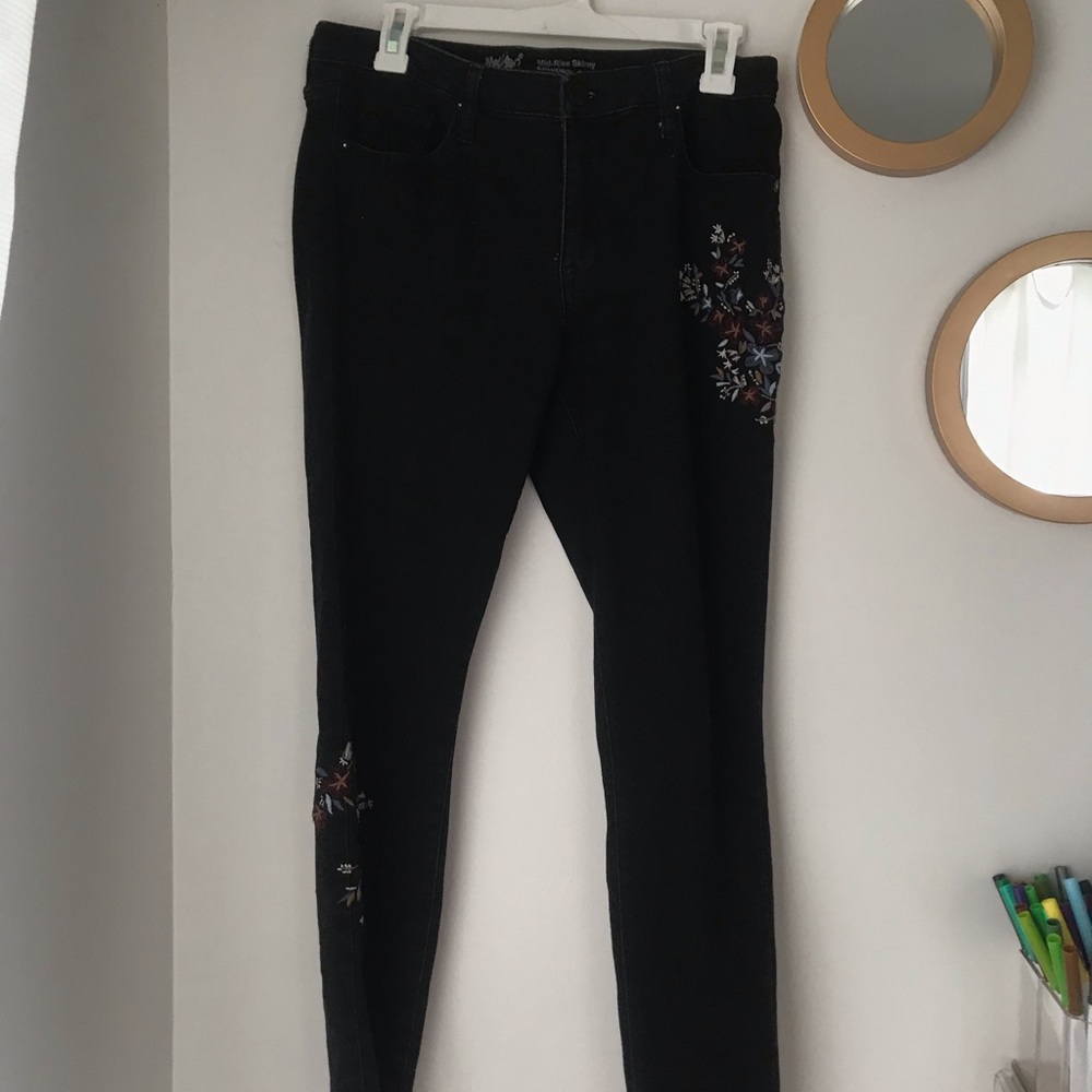 Black Embroidered Jeans